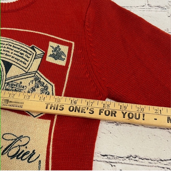 UO x Lancaster Unisex Sweater Pullover Budweiser BeerVintage Red Crew Neck Small - Picture 10 of 11
